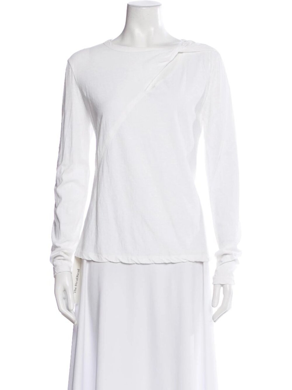ALC Made in USA White 100% Cotton Slub Jersey Front Cut Out T-Shirt, Size XS